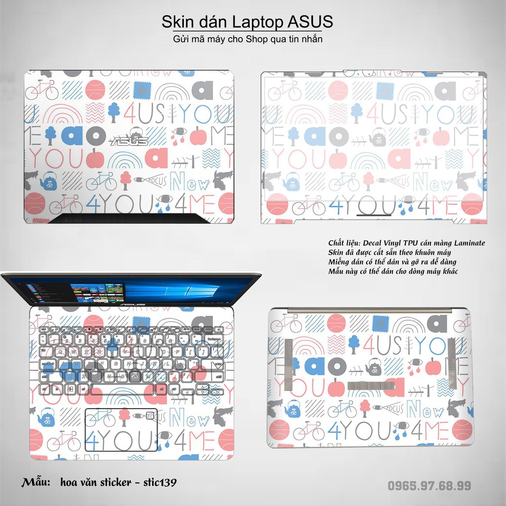 Skin dán Laptop Asus in hình Hoa văn sticker nhiều mẫu 23 (inbox mã máy cho Shop)