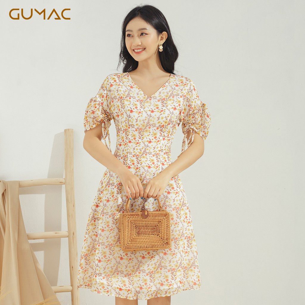 Đầm hoa tay rút DA656 GUMAC