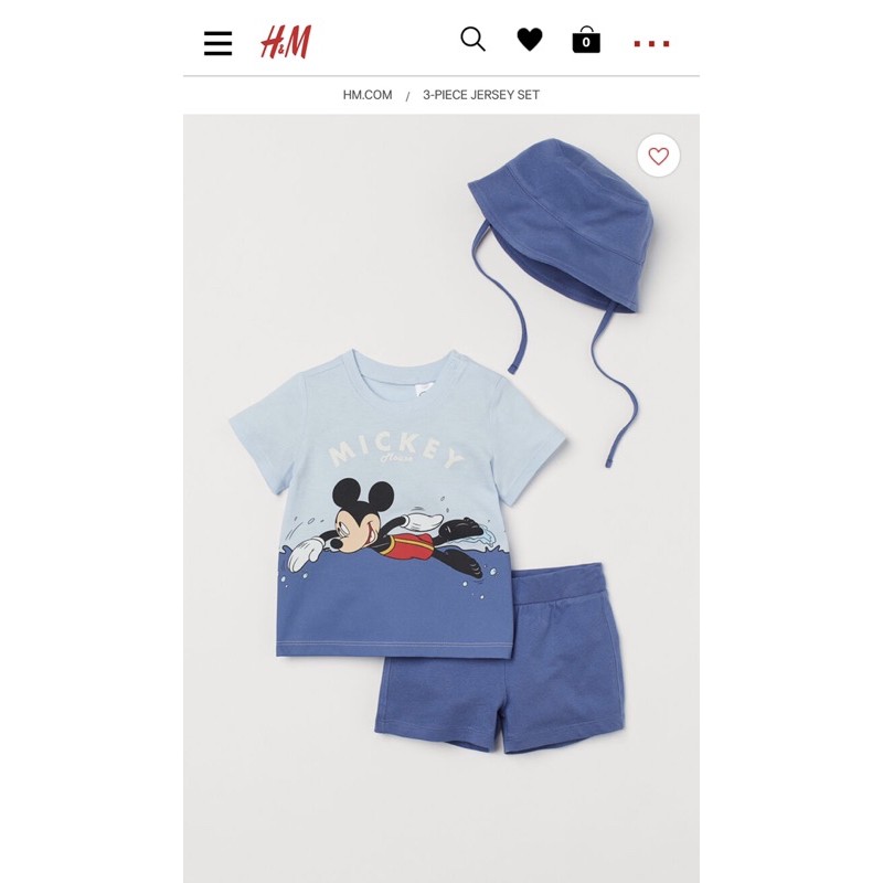 Set 3 chi tiết bộ cộc mickey xanh kèm mũ vành 1-6Y  có ảnh thật