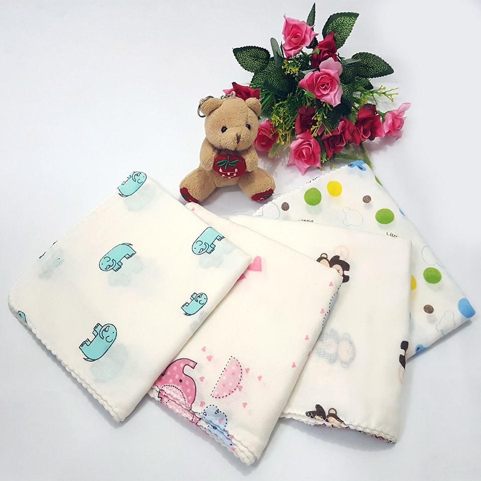 Set 10 khăn sữa họa tiết xuất Nhật, chất liệu siêu mềm mại, họa tiết dễ thương, chất lượng, giá rẻ