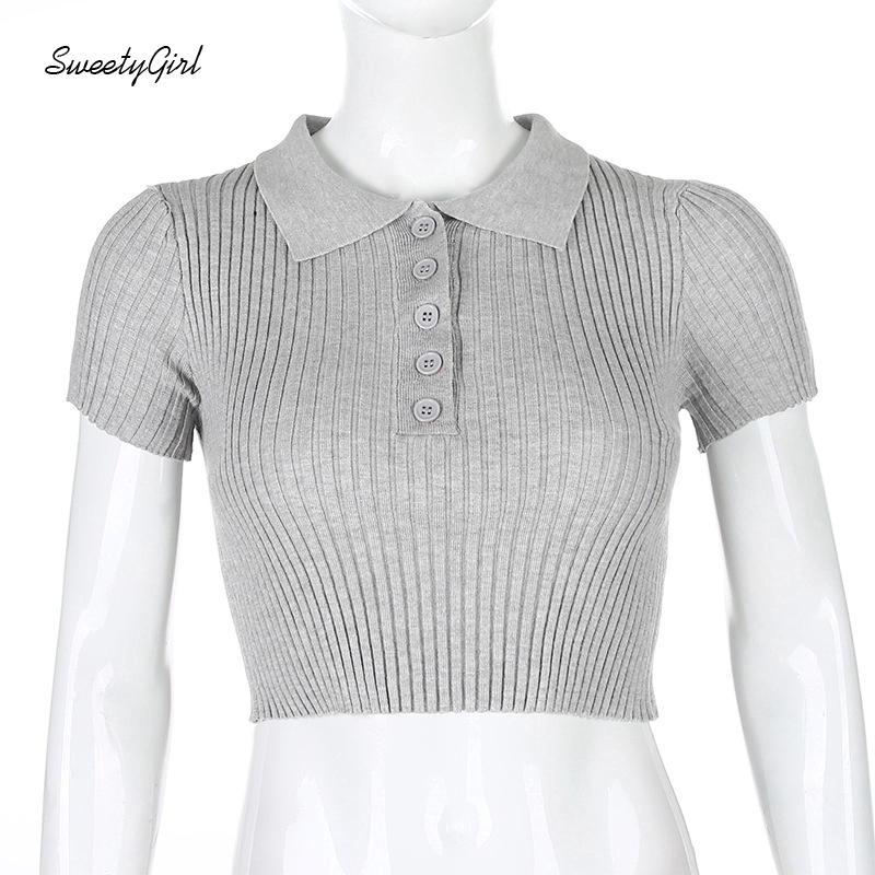 Áo Thun Nữ Ngắn Tay Cổ Bẻ Thời Trang Hàn