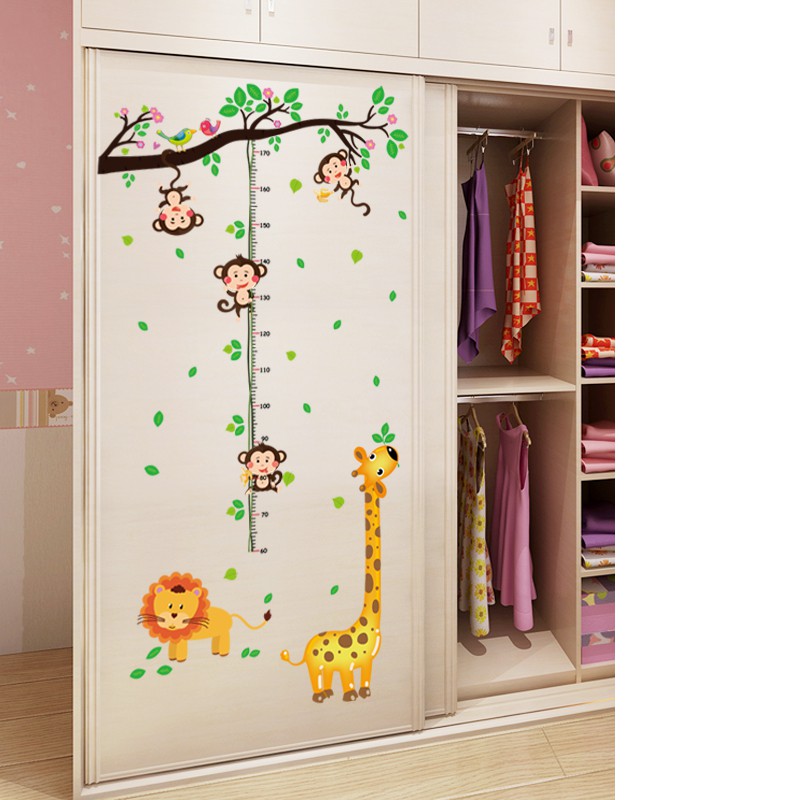 Decal dán tường Đo chiều cao khỉ đu dây
