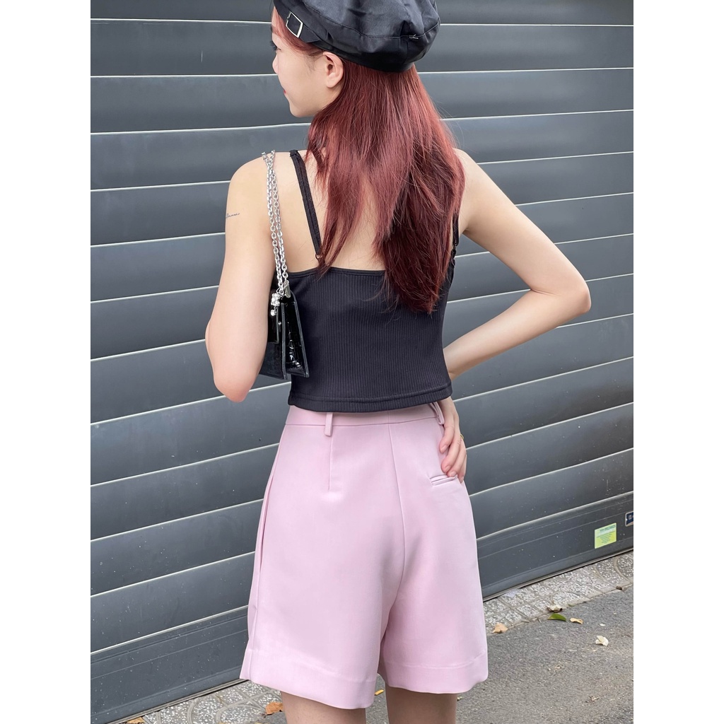 Áo 2 dây thun nữ cúp ngực dây chéo trước thời trang GAGO màu đen GA3992