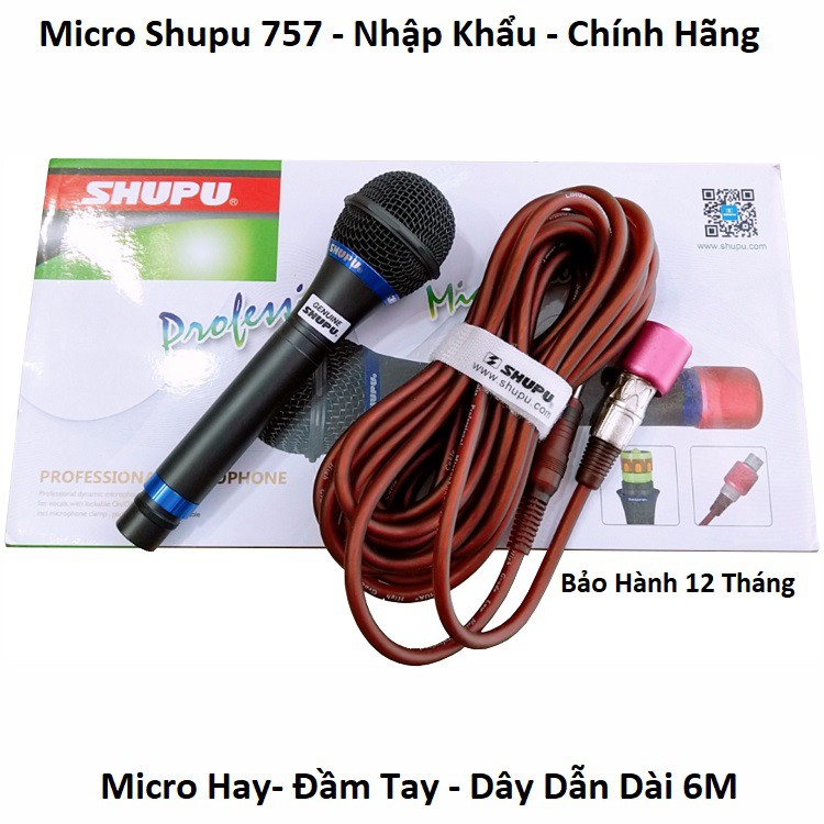 Micro Shupu 757 Có Dây Karaoke - Micro Hát Karaoke - Rất Hay Trong Tầm Giá - Hàng Nhập Khẩu - Bảo Hành 12 Tháng