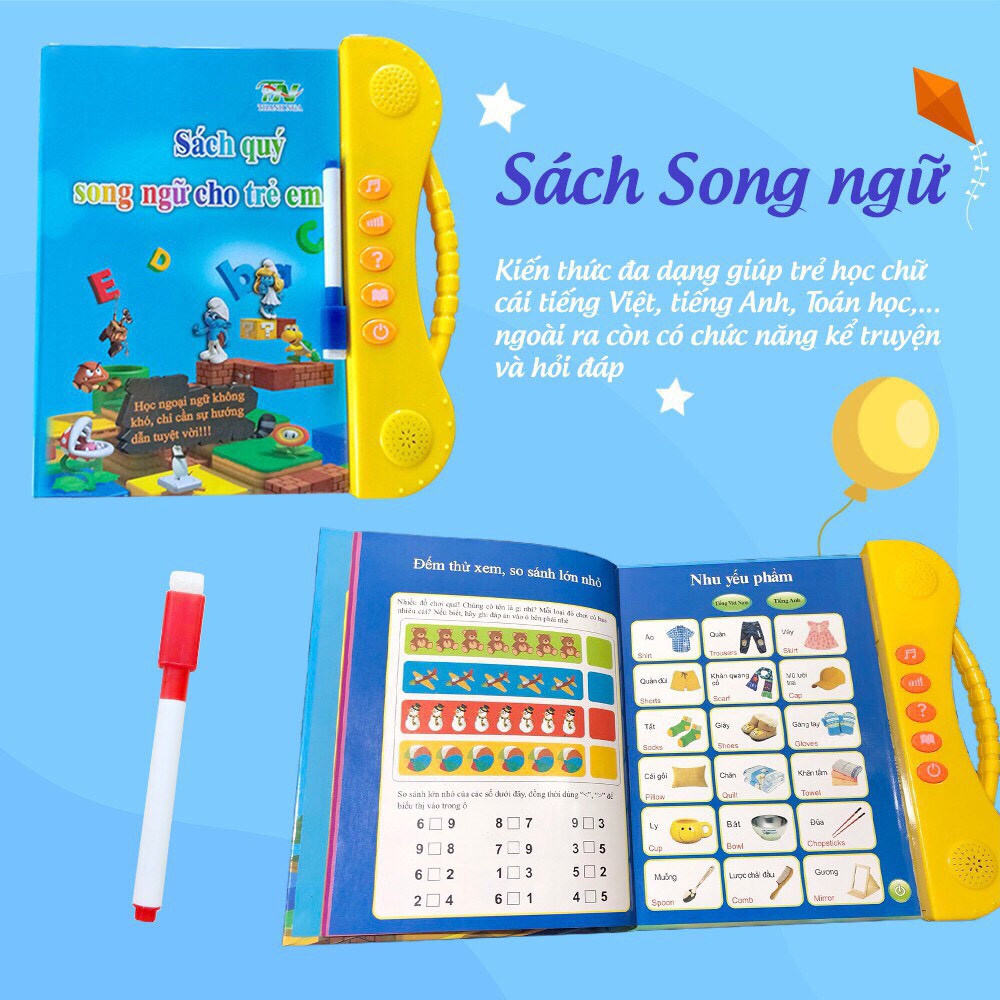 [Mã LIFETOYS1 giảm 30K đơn 99K] Đồ Chơi Bộ Sách Điện Tử Song Ngữ Anh - Việt Giúp Trẻ Học Tốt Tiếng Anh