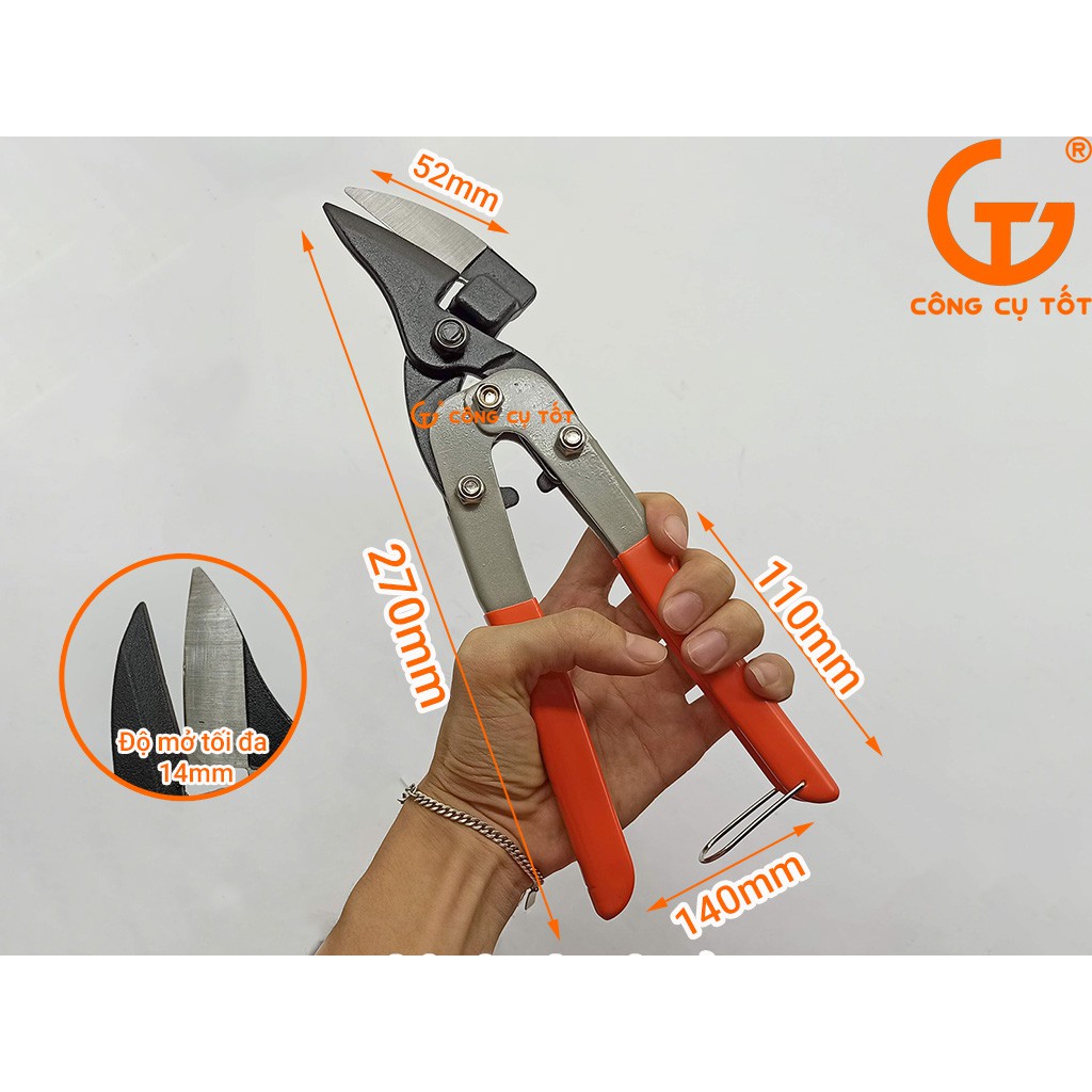 Kéo cắt tôn cộng lực kiểu Nhật mũi phải thép CrV Kapusi 270mm