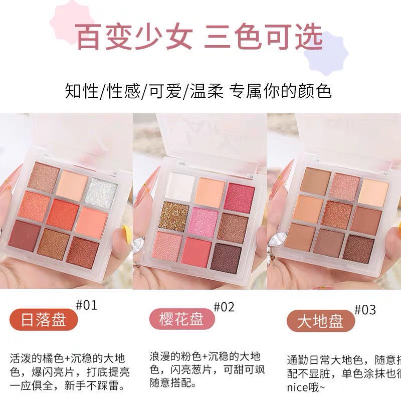 Phấn mắt 9 ô màu phối highlight MINIGIRL, bảng phấn mắt dễ thương siêu hot M9 | BigBuy360 - bigbuy360.vn