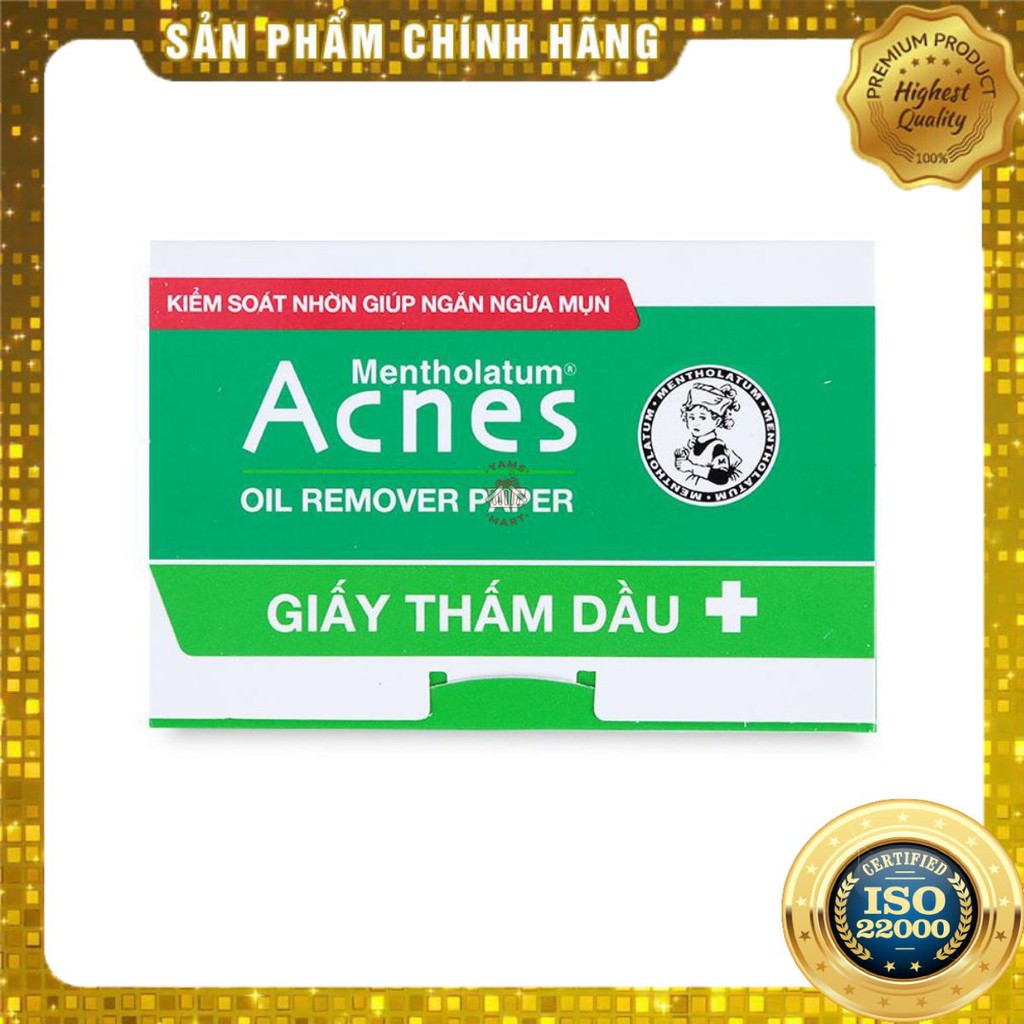 [ Yams Mart ] Giấy Thấm Dầu Rohto Acnes Mentholatum Hộp 100 Tờ