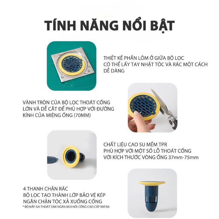 Bịt Cống Chặn Mùi Hôi Cống, Bộ Nắp Phễu Thoát Sàn Chống Trào Ngược Tiện Lợi RIEM