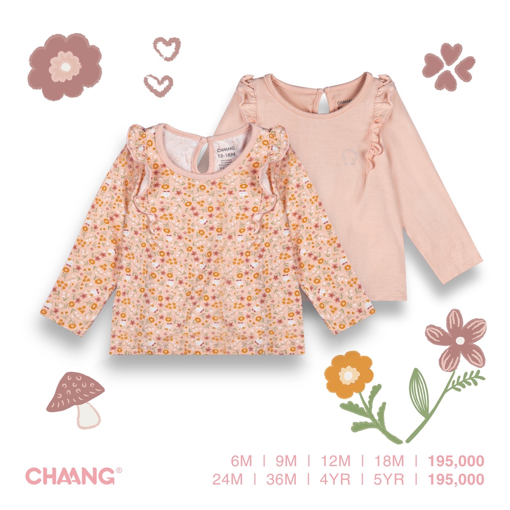 Chaang set 2 áo dài tay cho bé trai, bé gái chất cotton dành cho bé từ 3 tháng đến 5 tuổi SS2022D10