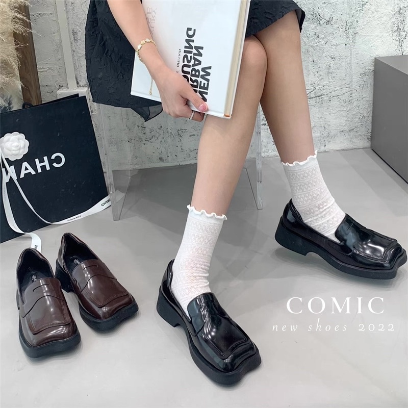 Giày Oxford mũi vuông da bóng 0099-1 Comic
