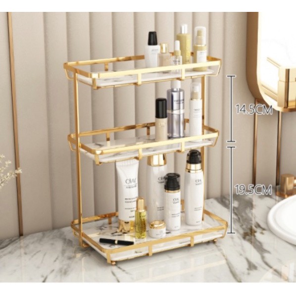 Kệ 3 tầng đựng đồ vật dụng nhà vệ sinh GOLDEN MARBLE BATHROOM RACK