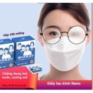 Khăn lau kính Nano hộp 100 miếng khăn giấy chống bám hơi nước, giấy lau kính chống mờ sương, mồ hôi, chống nhờn