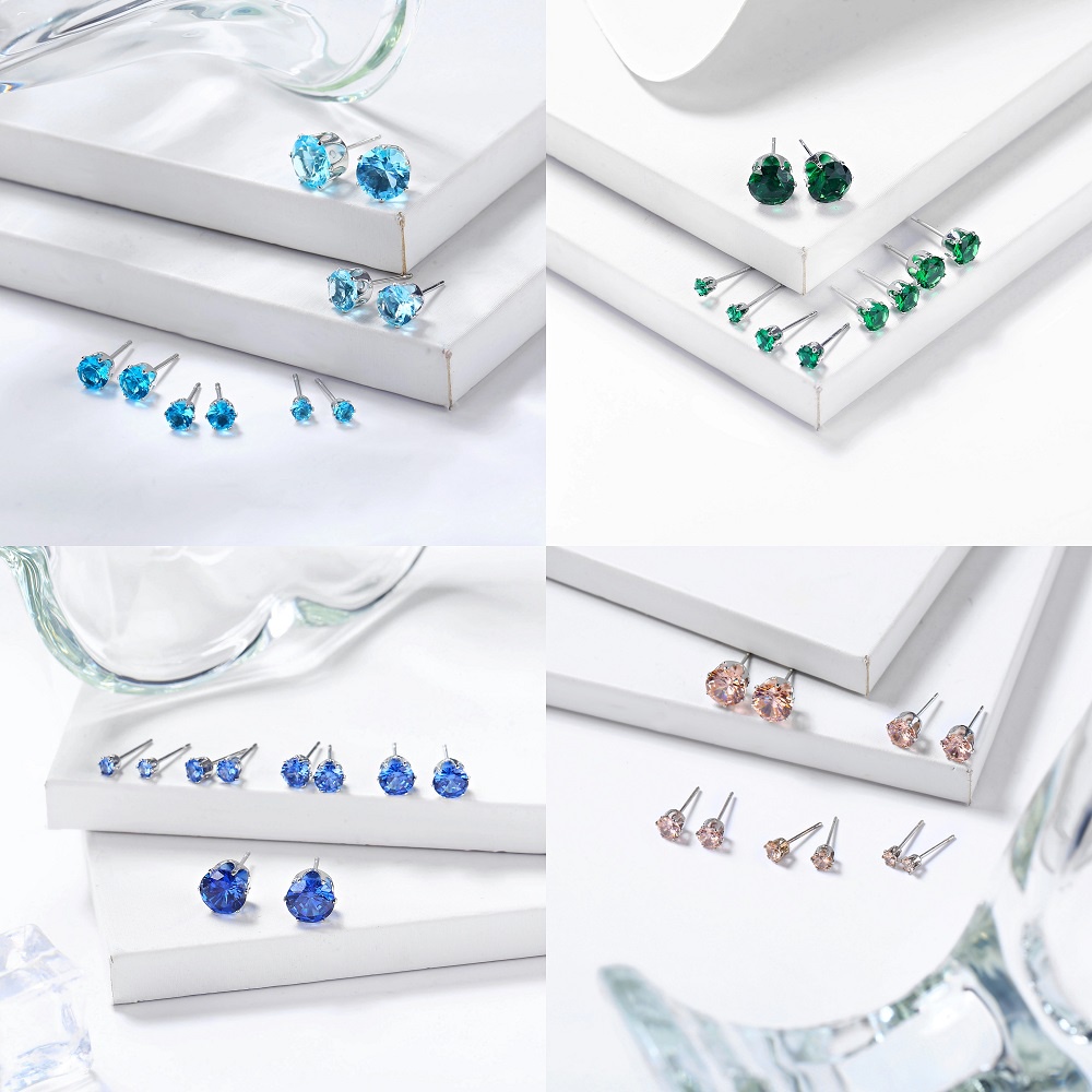 Set 24 Bông Tai Thời Trang Nữ Tính Đính Đá Nhiều Màu Tuỳ Chọn