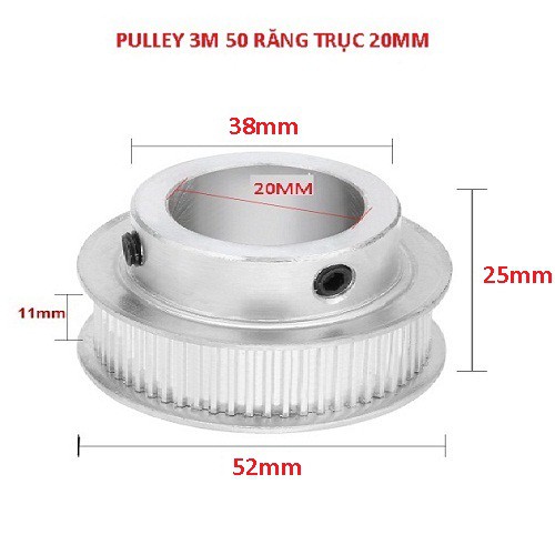 Puly Căng Đai 3M 50 Răng Bản Rộng Đai 11mm