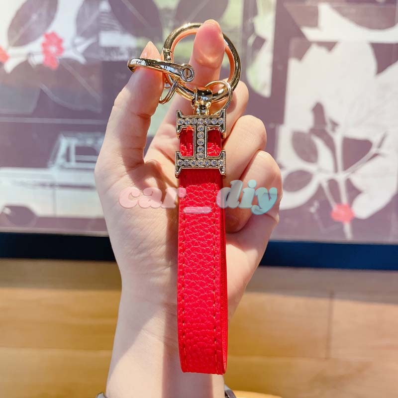 Móc Khóa Da Hình Chữ H Đính Đá Cao Cấp