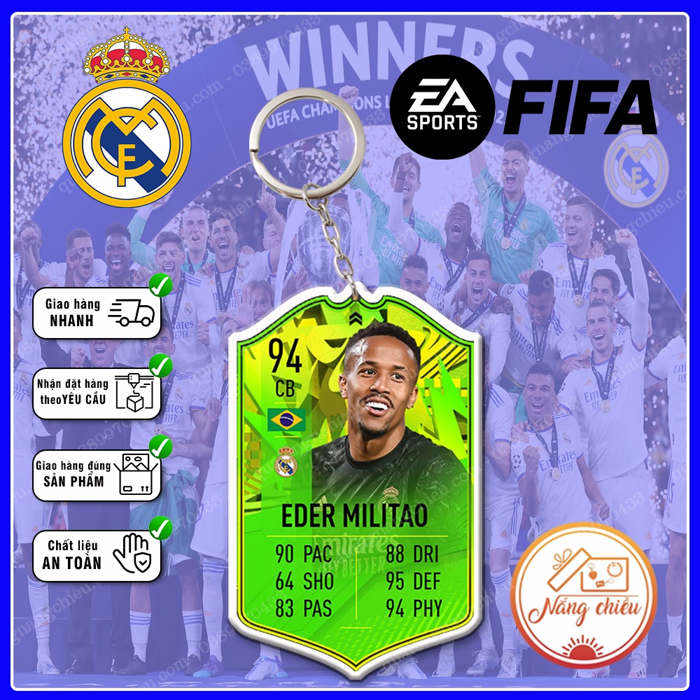 Móc Khóa Eder Militao, CLB bóng đá Real Madrid ☘️MÓC KHÓA THẺ CẦU THỦ☘️
