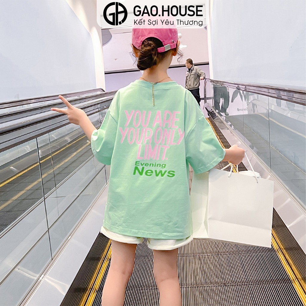 Áo thun bé gái Gạo House Cotton 4 chiều cổ tròn in chữ New xinh xắn [T3]