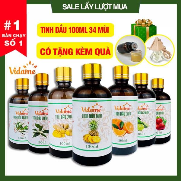 [TRỢ GIÁ - KÈM QUÀ TẶNG] 100ml tinh dầu VIDAME nguyên chất làm thơm phòng, khử mùi, tự chọn mùi