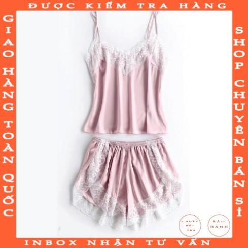 HISEXY Đồ Ngủ 2 Dây Quần Cộc Ren Xẻ Mặc Nhà Lụa Satin Cao Cấp Đủ Size Dưới 75Kg MS29 tranvuong
