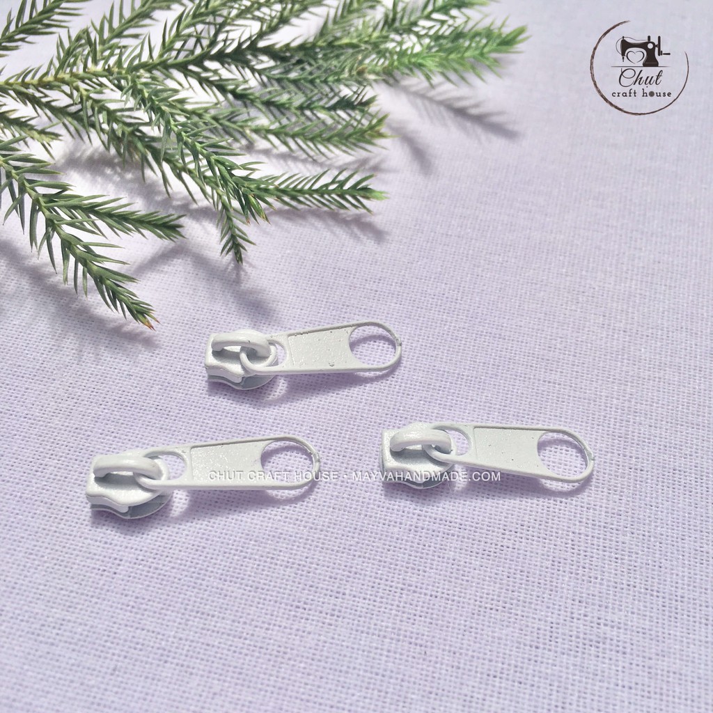 Đầu khóa zip trắng (Bộ 10 chiếc) - Dùng cho khoá túi, khoá quần