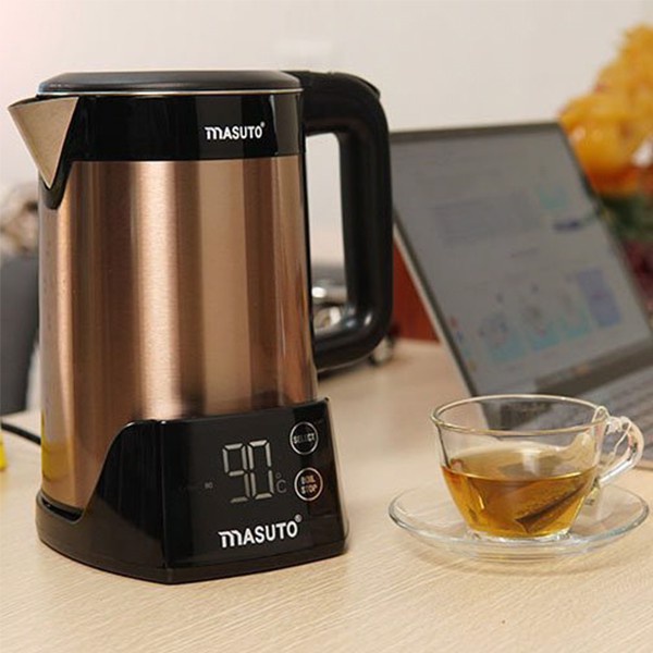 Ấm siêu tốc 2l Masuto , ấm siêu tốc chỉnh nhiệt độ 2 lớp công nghệ Nhật Bản, Hàng chính hãng BH 12 tháng