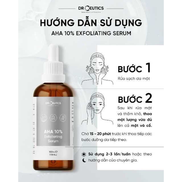 Serum AHA 10% DrCeutics Tẩy Da Chết, Làm Sáng Và Chống Lão Hóa Da - Tinh Chất DrCeutics AHA 10% Exfoliating Serum 100ml