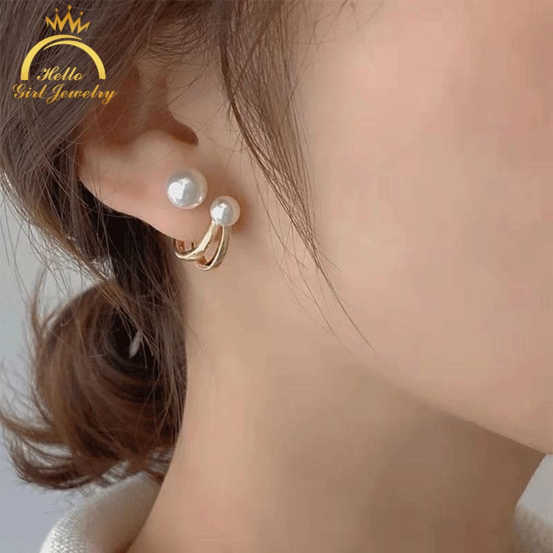 Bông Tai Mạ Bạc 925 Hình Hello Kitty Đính Ngọc Trai Phong Cách Retro