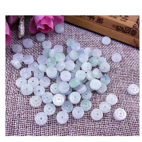 (P131-34) 2 viên charm đồng tiền đá 3x8mm tự nhiên, lỗ xỏ 1mm mix vòng - MH 2641