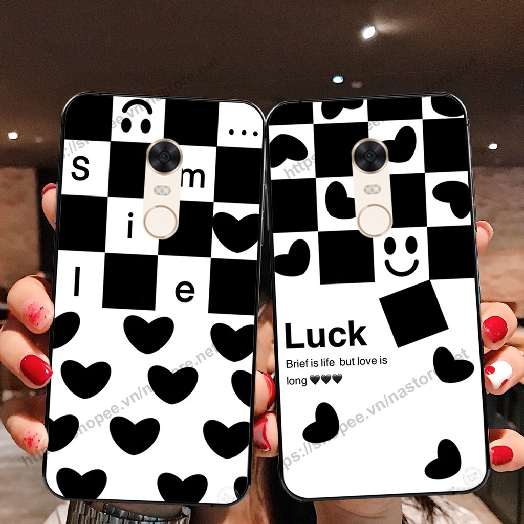 Ốp lưng Xiaomi Redmi Note 3 / Redmi Note 4/ Note 4x / Redmi 5 / Redmi 5 Plus trái tim họa tiết caro, mikey cute