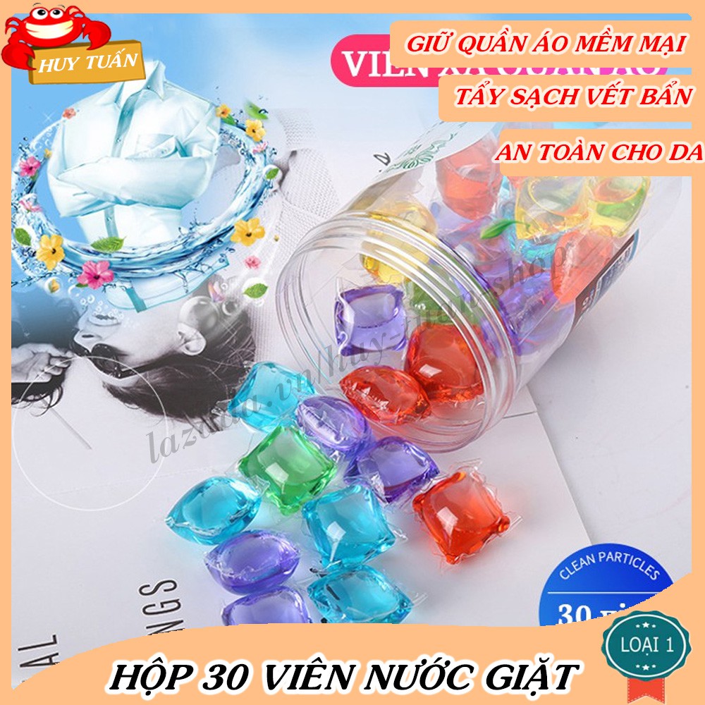 Hộp 30 viên nước đậm đặc dùng để giặt xả quần áo tác dụng gấp 8 lần thông thường (VGX30)