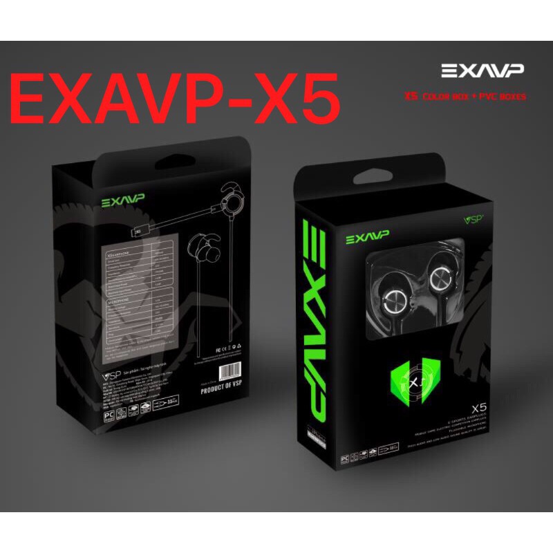 Tai nghe nhét tai Gaming EXAVP X5 micro rời - Tặng kèm jack chuyển 1 ra 2 để gắn máy tính (đen)