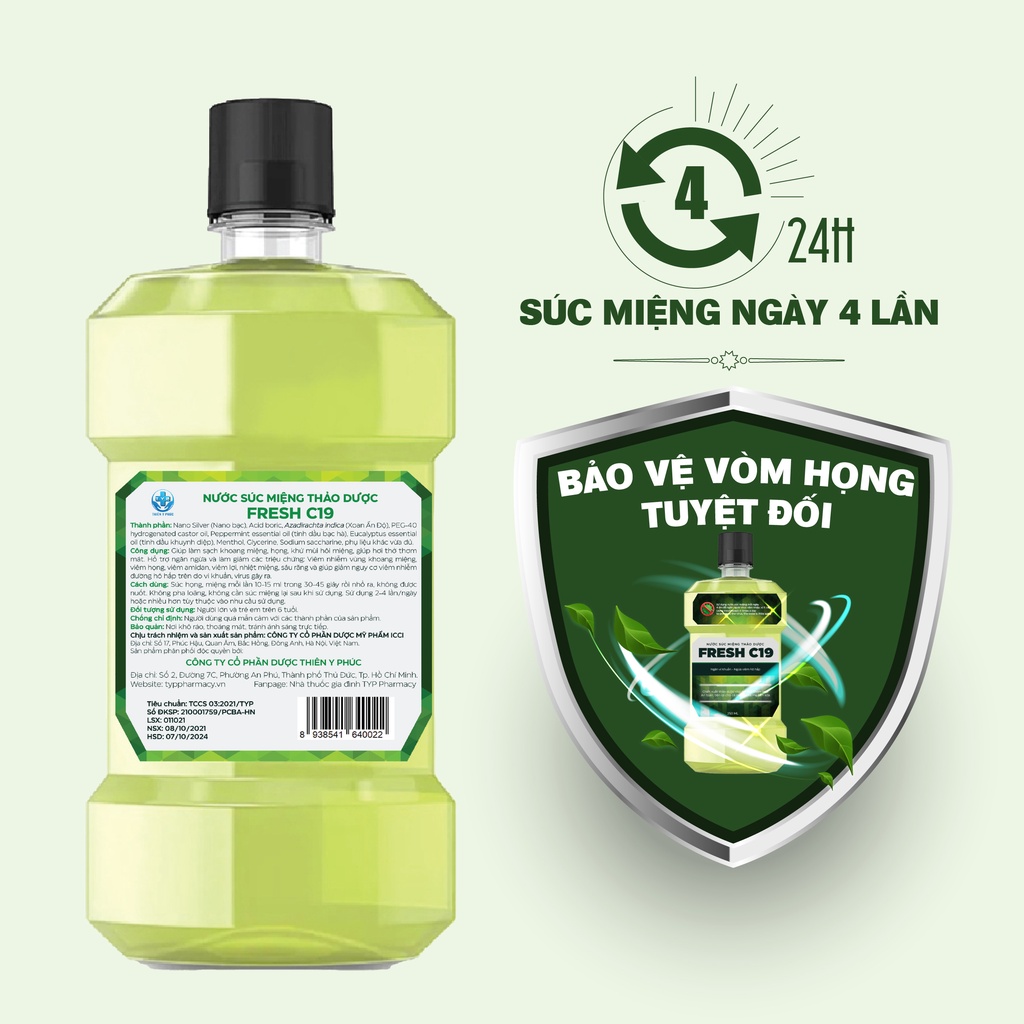 Nước súc miệng thảo dược Thiên Y Phúc Fresh C19 250ml