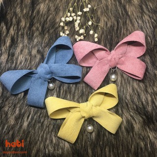 Kẹp tóc nơ nhung tăm hình cánh bướm đính hạt ngọc