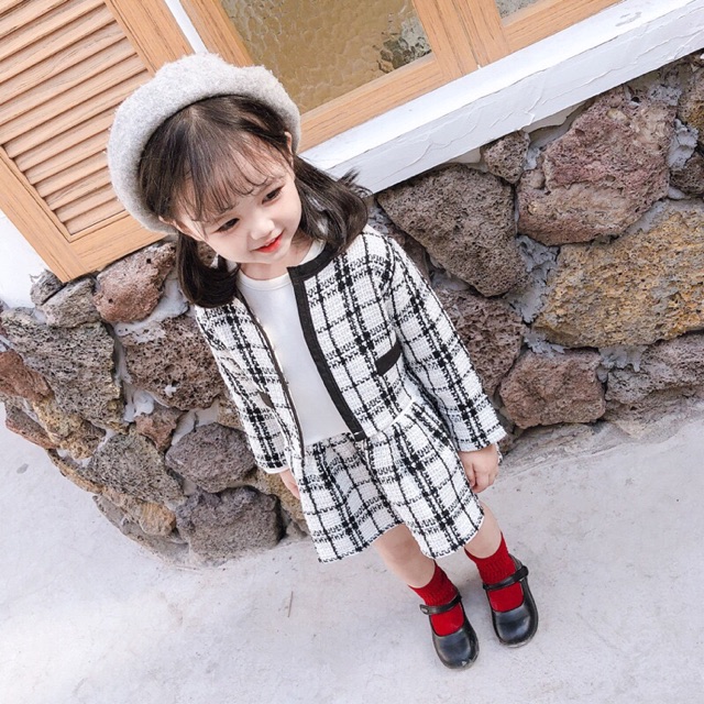 Set váy dạ kẻ