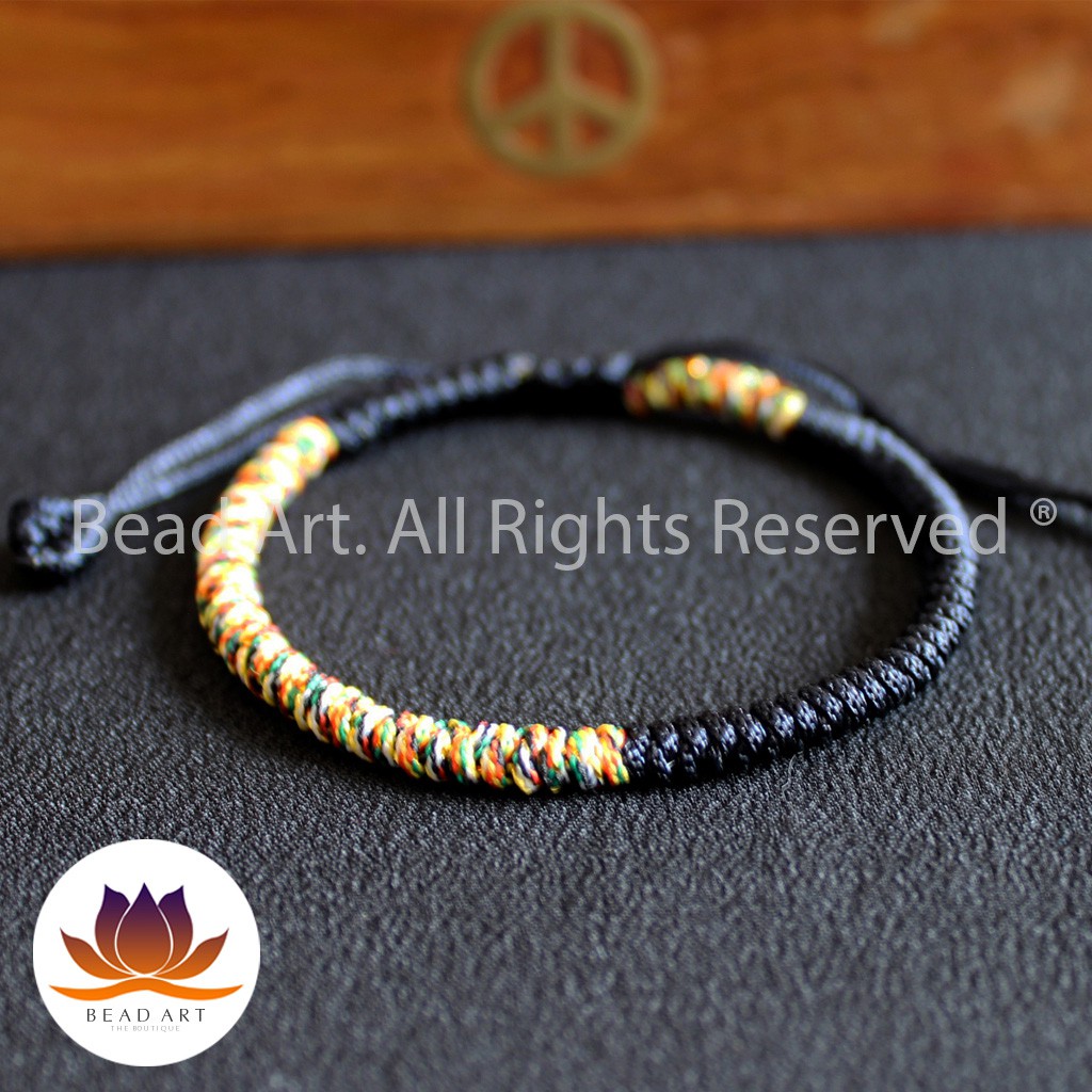 Vòng Tay Dây Ngũ Sắc Thắt Chỉ Màu Tibet ĐEN, Hợp Mệnh Thuỷ, Mộc, Vòng Tay Phong Thuỷ S50 - Bead Art