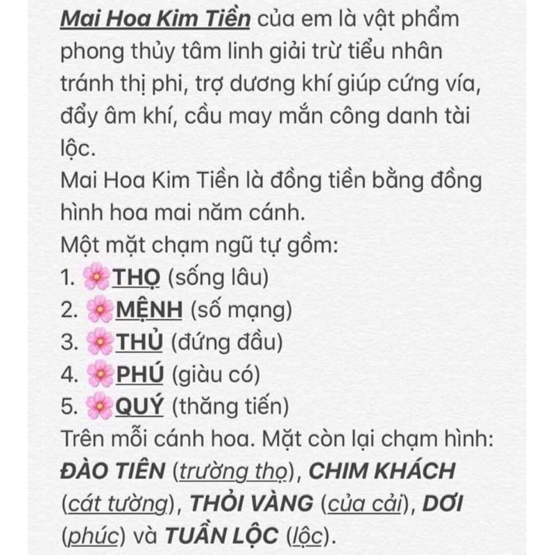 DÂU CHUYỀN HOA MAI KIM TIỀN BẠC MAY MẮN TÀI LỘC