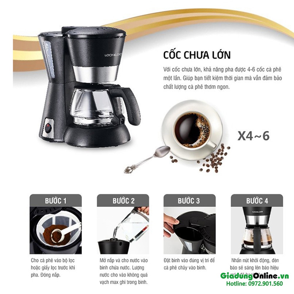 Máy Pha Café Hiệu Lock&Lock 0.65L ELCM210