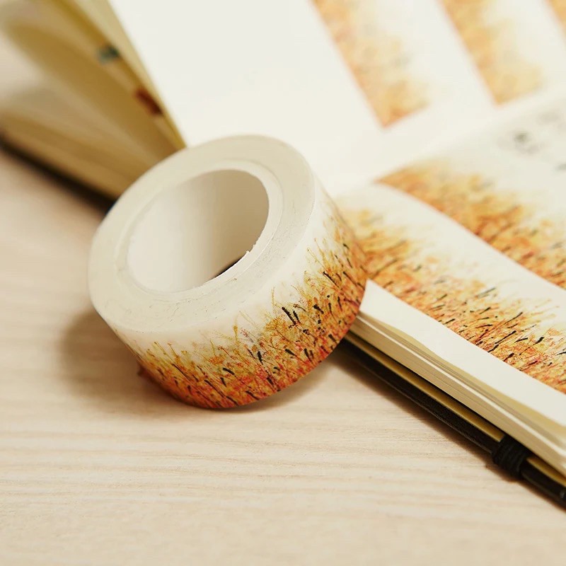 (Chiết) Băng dính washi tape cỏ vàng