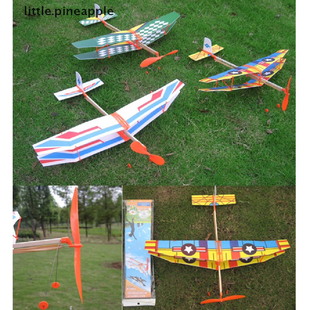 [little.pineapple] Kid Education Toy Rubber Band Powered Glider Biplane Assemble Aircraft Plane Toy Boutique