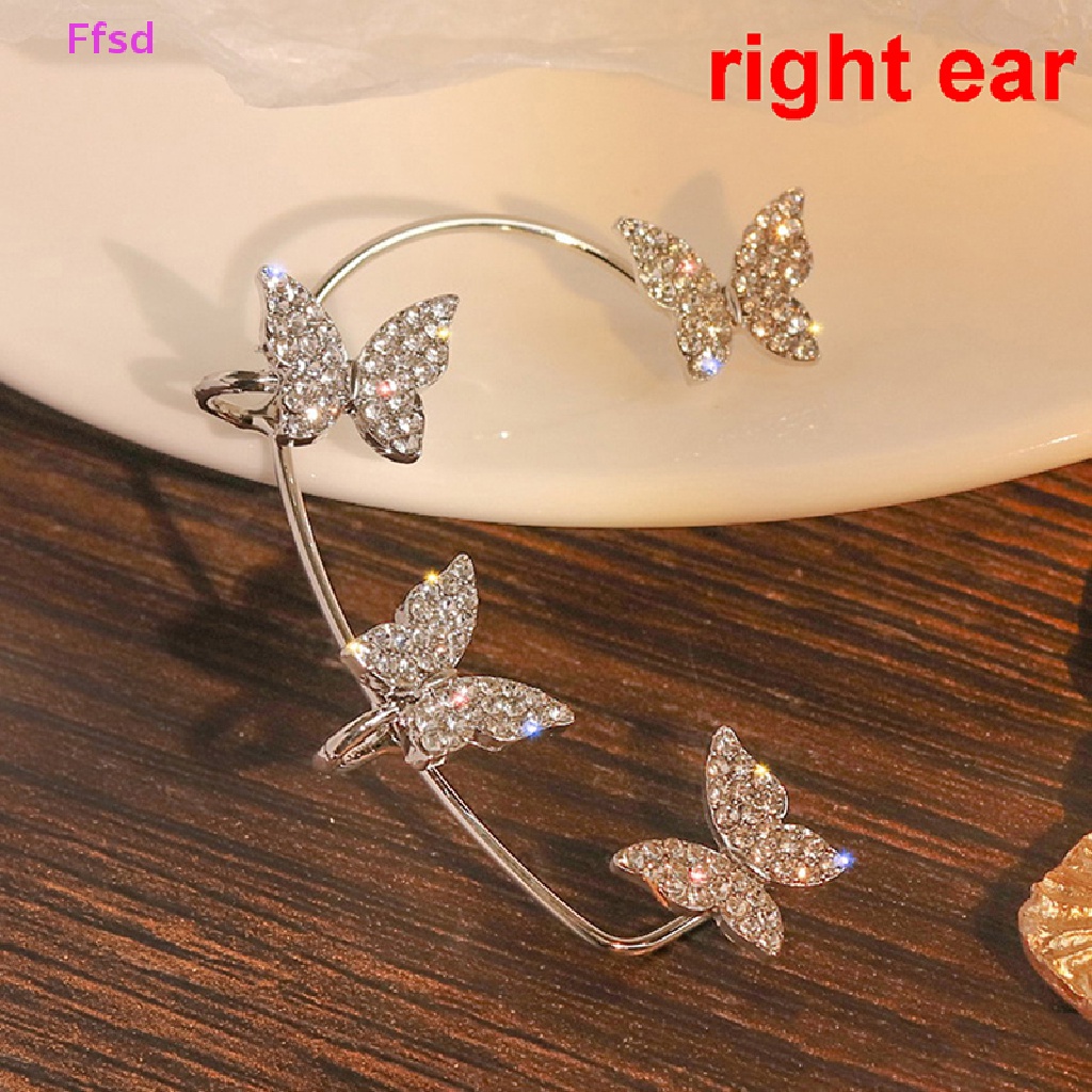 {Ffsd} Khuyên Kẹp Vành Tai Dạng Móc Kẹp Hình Bướm Đính Đá Zircon Sáng Bóng Làm Quà Tặng Tiệc Tùng *