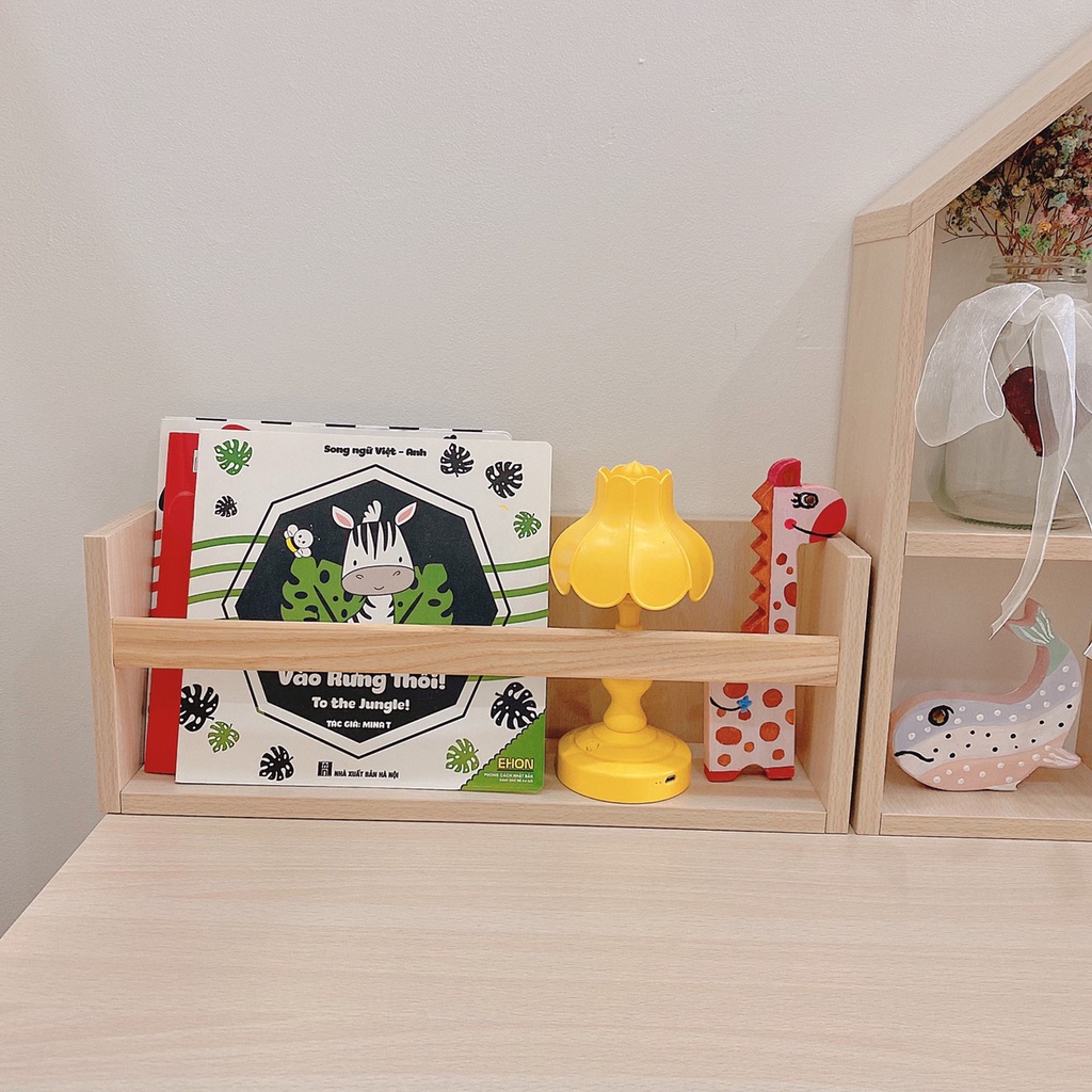 Kệ sách mini đặt bàn hoặc treo tường ngang 40cm màu gỗ cho bé mã 001
