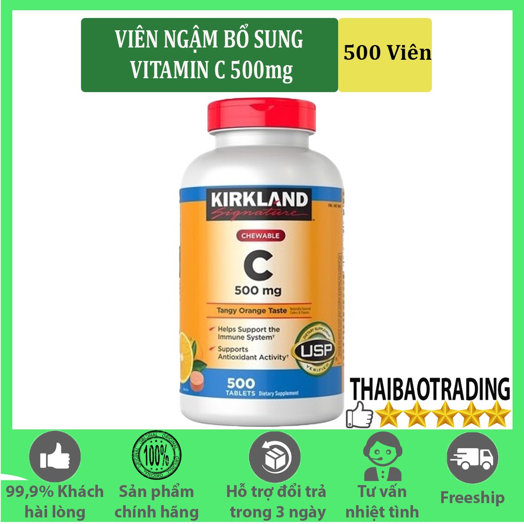[MẪU MỚI] VIÊN NGẬM BỔ SUNG VITAMIN C 500mg Kirkland , 500 viên