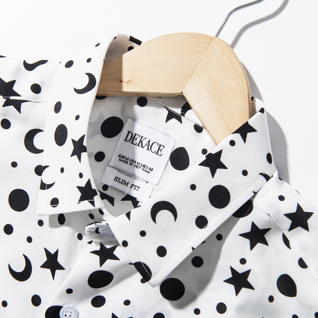 Áo Sơ Mi Nam Cổ Bẻ Vải Lụa Họa Tiết SMCB1