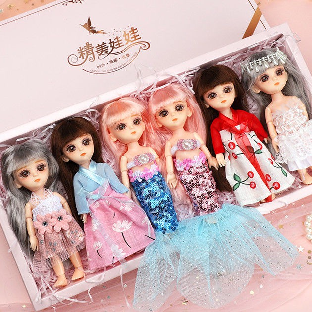 Búp bê Barbie 17cm Váy cưới Bộ hộp quà có thể được thay đổi thành nhà chơi mini đồ cô gái