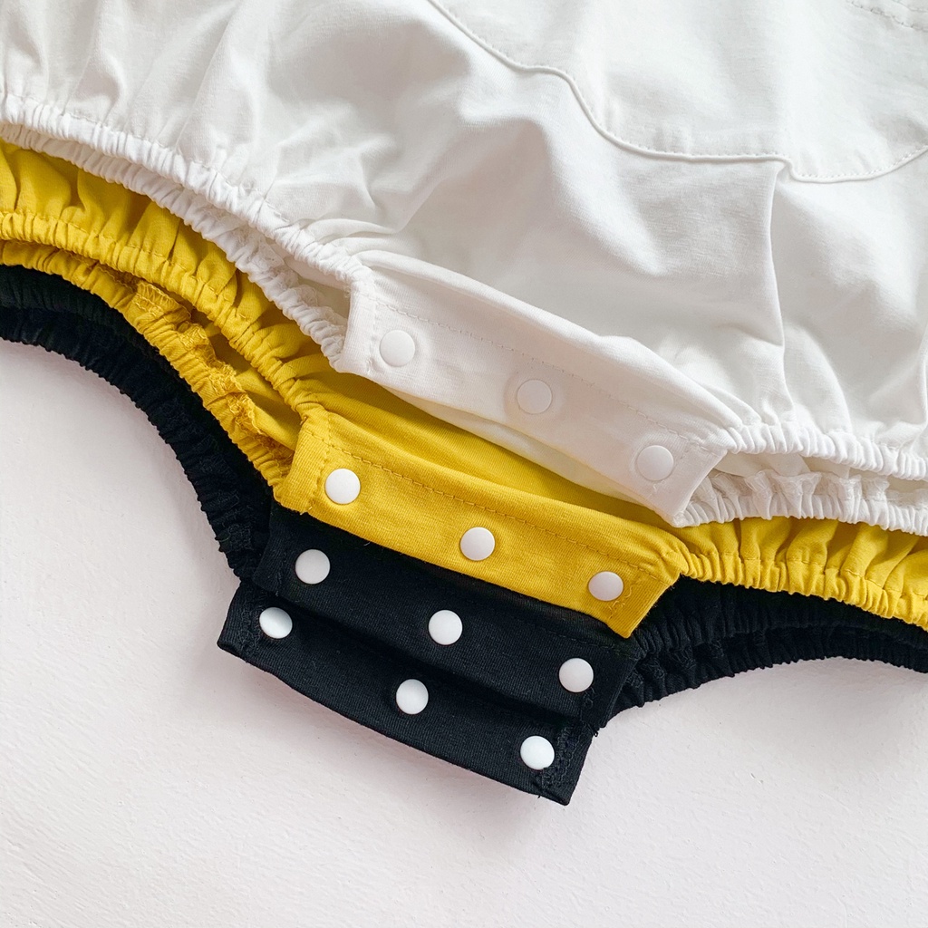 Áo liền quần em bé vải cotton tay ngắn phối túi to dễ thương thời trang mùa hè