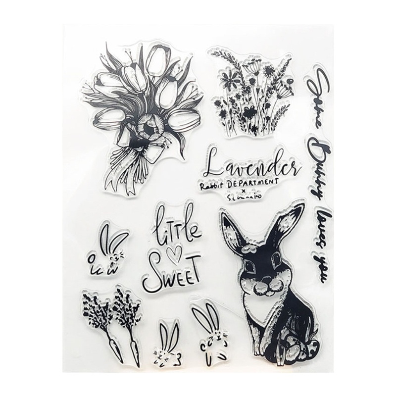 Con Dấu Silicon Trong Suốt Hình Thỏ Và Hoa Trang Trí Album Ảnh Thẻ