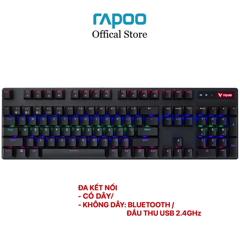 Bàn phím cơ gaming Rapoo V500 Pro Multi-mode wireless RGB (Đa kết nối: Bluetooth/ Usb 2.4GHz/ Có dây)