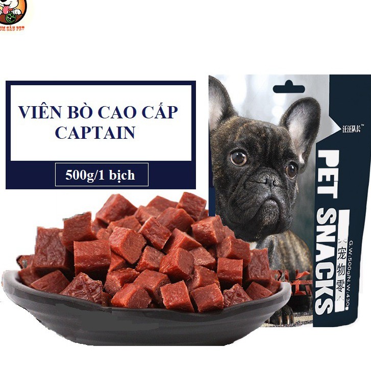 [Mã 159FMCGSALE giảm 8% đơn 500K] Hạt bò tươi sấy khô nguyên chất Captain (500gr) Bánh thưởng cho chó