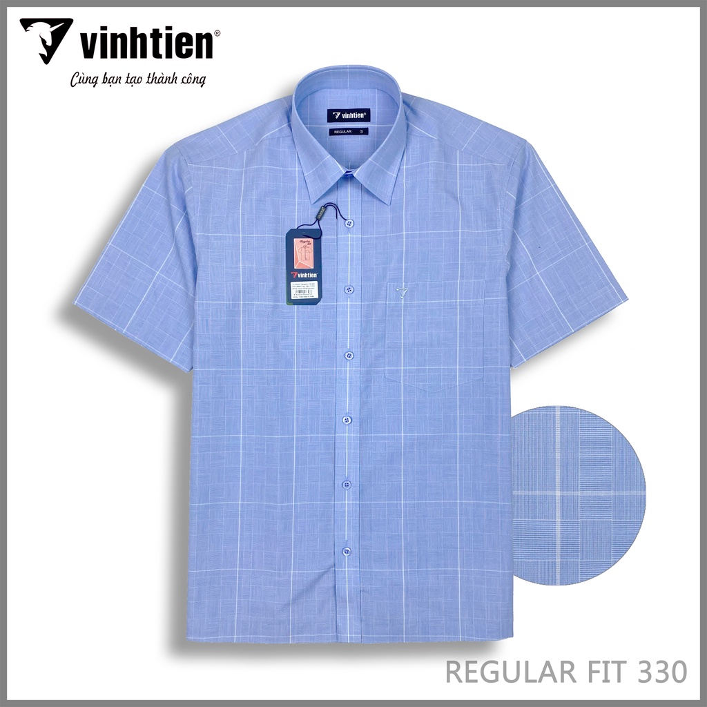 Áo Sơ Mi Nam Tay Ngắn Vĩnh Tiến Form Regular Vạt Ngang 330 - Mẫu 2